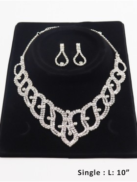 Adjustable Rhinestone Necklace And Earring Set